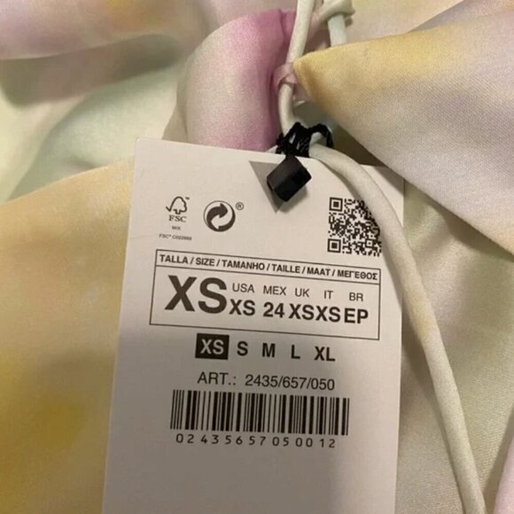 Zara Satin Effect Top XS NWT Pastel Tie Dye Backless Crop Blogger Fav Summer - Picture 8 of 14
